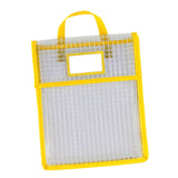 Maxbell Book Pouch Bags with Carrying Handle Handbag Mesh Storage Bag for Organize Yellow