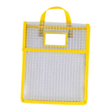 Maxbell Book Pouch Bags with Carrying Handle Handbag Mesh Storage Bag for Organize Yellow