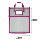 Maxbell Book Pouch Bags with Carrying Handle Handbag Mesh Storage Bag for Organize Amaranth