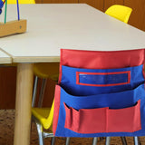 Maxbell Oxford Cloth Chairback Organizer and Label Slot for Classroom Daycare Red Blue