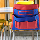 Maxbell Oxford Cloth Chairback Organizer and Label Slot for Classroom Daycare Red Blue