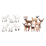 Maxbell 6Pcs Realistic Animal Deer Figures DIY Crafts for Desktop Home Supplies White