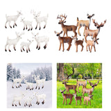 Maxbell 6Pcs Realistic Animal Deer Figures DIY Crafts for Desktop Home Supplies White