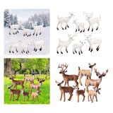 Maxbell 6Pcs Realistic Animal Deer Figures DIY Crafts for Desktop Home Supplies White