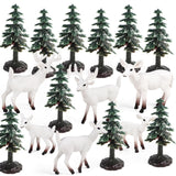 Maxbell 6Pcs Realistic Animal Deer Figures DIY Crafts for Desktop Home Supplies White