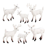 Maxbell 6Pcs Realistic Animal Deer Figures DIY Crafts for Desktop Home Supplies White