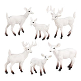Maxbell 6Pcs Realistic Animal Deer Figures DIY Crafts for Desktop Home Supplies White