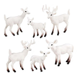 Maxbell 6Pcs Realistic Animal Deer Figures DIY Crafts for Desktop Home Supplies White