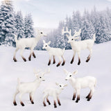 Maxbell 6Pcs Realistic Animal Deer Figures DIY Crafts for Desktop Home Supplies White
