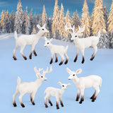 Maxbell 6Pcs Realistic Animal Deer Figures DIY Crafts for Desktop Home Supplies White