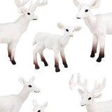 Maxbell 6Pcs Realistic Animal Deer Figures DIY Crafts for Desktop Home Supplies White