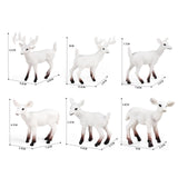 Maxbell 6Pcs Realistic Animal Deer Figures DIY Crafts for Desktop Home Supplies White