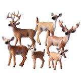 Maxbell 6Pcs Realistic Animal Deer Figures DIY Crafts for Desktop Home Supplies Brown