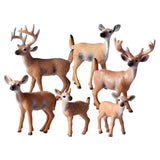Maxbell 6Pcs Realistic Animal Deer Figures DIY Crafts for Desktop Home Supplies Brown