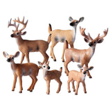 Maxbell 6Pcs Realistic Animal Deer Figures DIY Crafts for Desktop Home Supplies Brown