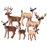 Maxbell 6Pcs Realistic Animal Deer Figures DIY Crafts for Desktop Home Supplies Brown