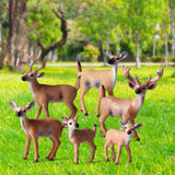Maxbell 6Pcs Realistic Animal Deer Figures DIY Crafts for Desktop Home Supplies Brown