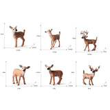Maxbell 6Pcs Realistic Animal Deer Figures DIY Crafts for Desktop Home Supplies Brown