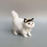 Maxbell Miniature Simulation Cat Figures Birthday Gift for Dollhouse Desktop White Black