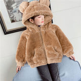 Maxbell Hoodies Clothes Winter Clothes Outfit with Pockets Thickened for Winter Brown 120cm