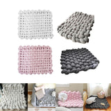 Maxbell Knitted Yarn Blanket Handmade Thick Soft for lounge Sofa White