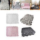 Maxbell Knitted Yarn Blanket Handmade Thick Soft for lounge Sofa White