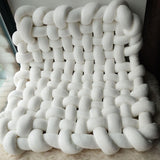 Maxbell Knitted Yarn Blanket Handmade Thick Soft for lounge Sofa White