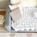Maxbell Knitted Yarn Blanket Handmade Thick Soft for lounge Sofa White
