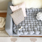 Maxbell Knitted Yarn Blanket Handmade Thick Soft for lounge Sofa light Gray