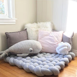 Maxbell Knitted Yarn Blanket Handmade Thick Soft for lounge Sofa light Gray