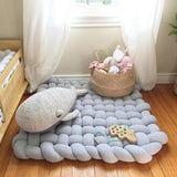 Maxbell Knitted Yarn Blanket Handmade Thick Soft for lounge Sofa light Gray