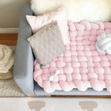Maxbell Knitted Yarn Blanket Handmade Thick Soft for lounge Sofa pink