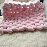 Maxbell Knitted Yarn Blanket Handmade Thick Soft for lounge Sofa pink