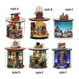 Maxbell Wooden dollhous Miniature Dream Bottle Tiny House for Children Adults Style A