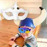 Maxbell Masquerade Mask Adjustable Paintable Mask Kids Craft for Party Cosplay Decor 20.5cmx13cm