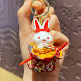 Maxbell Resin Rabbit Keychain Chinese New Year Pendant for Backpack Car Key