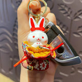 Maxbell Resin Rabbit Keychain Chinese New Year Pendant for Backpack Car Key