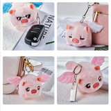 Maxbell Stuffed Animal Shaking and Wagging Tail Pig Keychain for Bag Decoration Pink
