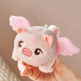 Maxbell Stuffed Animal Shaking and Wagging Tail Pig Keychain for Bag Decoration Pink