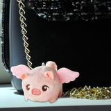 Maxbell Stuffed Animal Shaking and Wagging Tail Pig Keychain for Bag Decoration Pink
