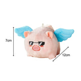 Maxbell Stuffed Animal Shaking and Wagging Tail Pig Keychain for Bag Decoration Blue