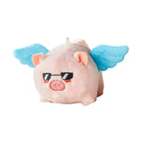Maxbell Stuffed Animal Shaking and Wagging Tail Pig Keychain for Bag Decoration Blue
