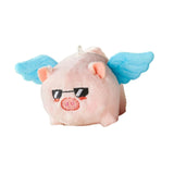 Maxbell Stuffed Animal Shaking and Wagging Tail Pig Keychain for Bag Decoration Blue