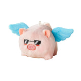Maxbell Stuffed Animal Shaking and Wagging Tail Pig Keychain for Bag Decoration Blue