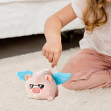 Maxbell Stuffed Animal Shaking and Wagging Tail Pig Keychain for Bag Decoration Blue