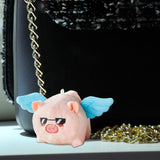 Maxbell Stuffed Animal Shaking and Wagging Tail Pig Keychain for Bag Decoration Blue