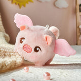 Maxbell Stuffed Animal Shaking and Wagging Tail Pig Keychain for Bag Decoration White