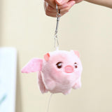 Maxbell Stuffed Animal Shaking and Wagging Tail Pig Keychain for Bag Decoration White