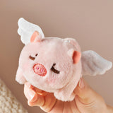 Maxbell Stuffed Animal Shaking and Wagging Tail Pig Keychain for Bag Decoration White