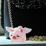 Maxbell Stuffed Animal Shaking and Wagging Tail Pig Keychain for Bag Decoration White